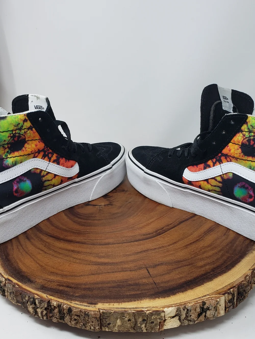 Vans Black High-Top Sneakers with Multicolor Tie-Dye Panels